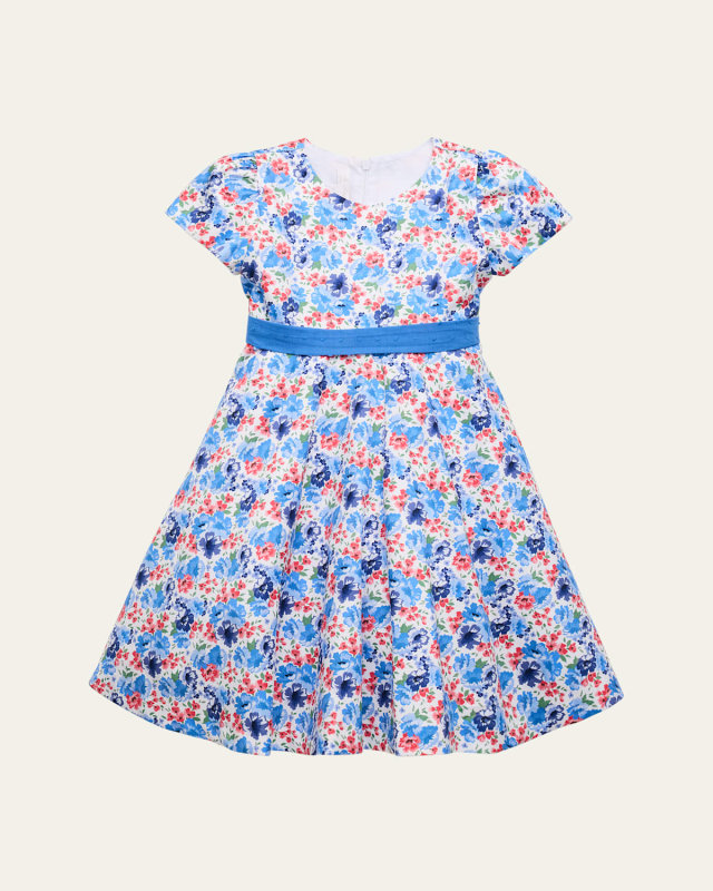 Girl's Puff-Sleeve Smocked Dress, Size 3-